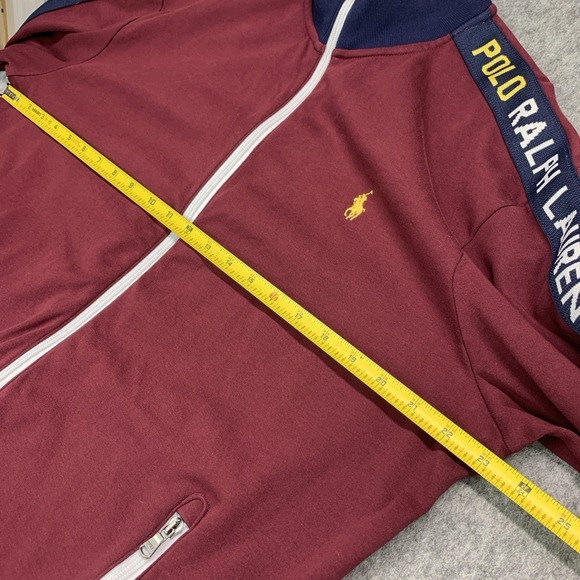 Polo Ralph Lauren Men's Logo Graphic Track Jacket Burgundy Full Zip - Size L - Picture 7 of 14